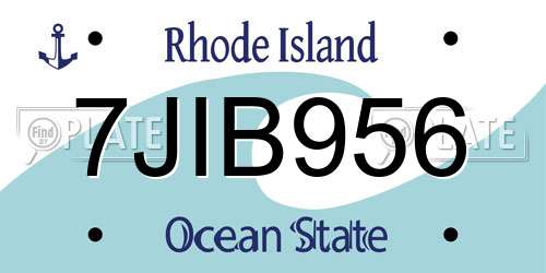 7JIB956 Rhode Island License Plate