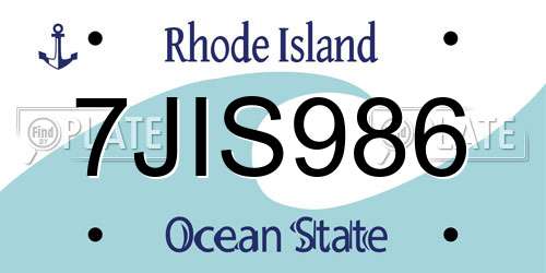 7JIS986 Rhode Island License Plate