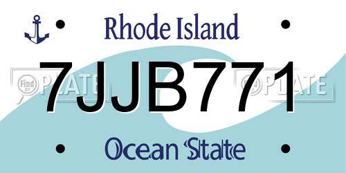 7JJB771 Rhode Island License Plate