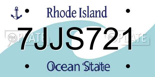 7JJS721 Rhode Island License Plate