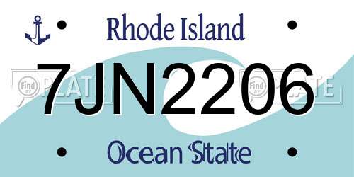 7JN2206 Rhode Island License Plate