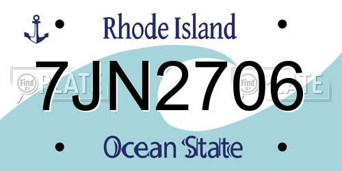 7JN2706 Rhode Island License Plate