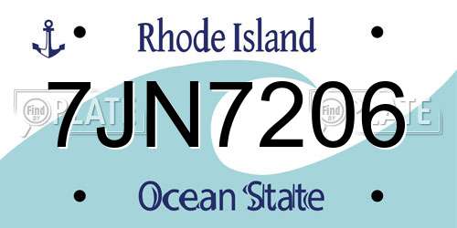7JN7206 Rhode Island License Plate