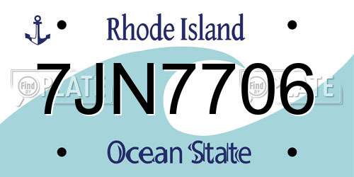 7JN7706 Rhode Island License Plate