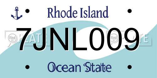 7JNL009 Rhode Island License Plate