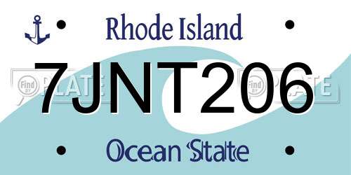 7JNT206 Rhode Island License Plate