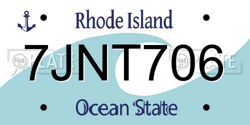 7JNT706 Rhode Island License Plate