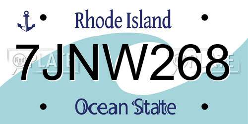 7JNW268 Rhode Island License Plate