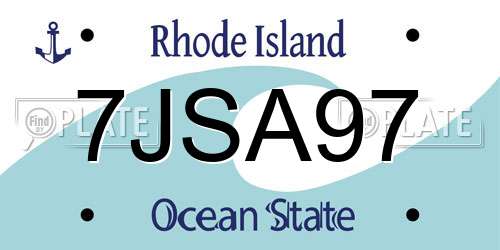 7JSA97 Rhode Island License Plate