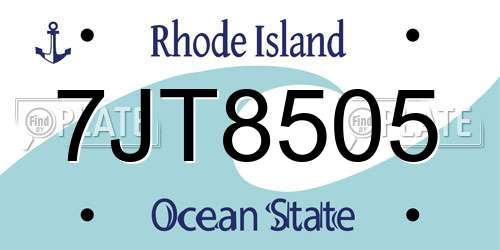 7JT8505 Rhode Island License Plate