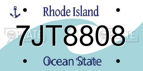 7JT8808 Rhode Island License Plate