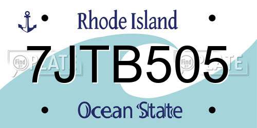 7JTB505 Rhode Island License Plate