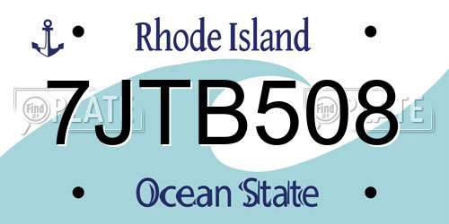 7JTB508 Rhode Island License Plate