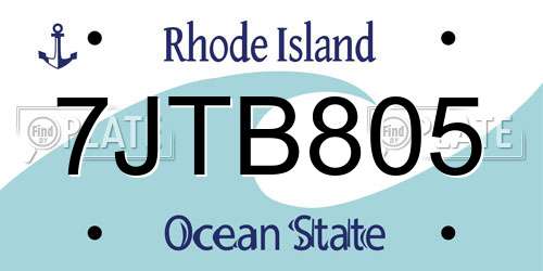 7JTB805 Rhode Island License Plate