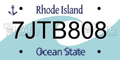 7JTB808 Rhode Island License Plate