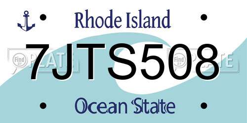 7JTS508 Rhode Island License Plate