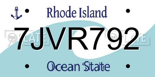 7JVR792 Rhode Island License Plate