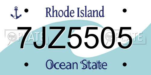 7JZ5505 Rhode Island License Plate