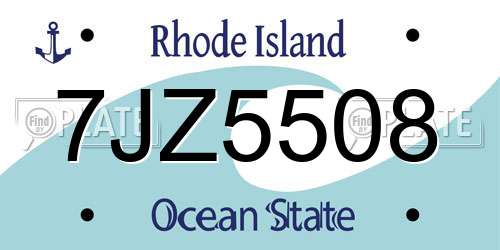 7JZ5508 Rhode Island License Plate