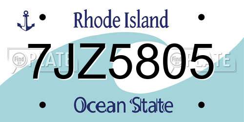 7JZ5805 Rhode Island License Plate