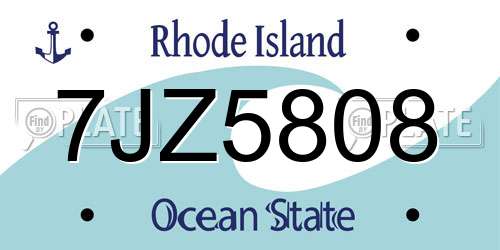 7JZ5808 Rhode Island License Plate