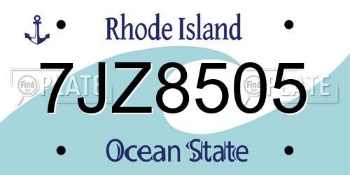 7JZ8505 Rhode Island License Plate