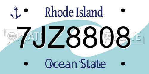 7JZ8808 Rhode Island License Plate