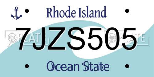 7JZS505 Rhode Island License Plate