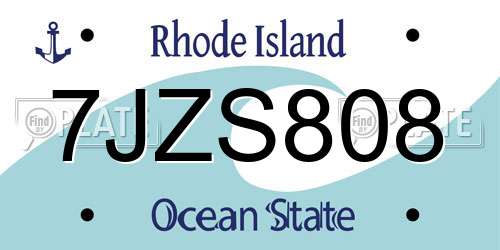 7JZS808 Rhode Island License Plate