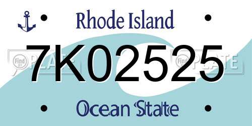 7K02525 Rhode Island License Plate