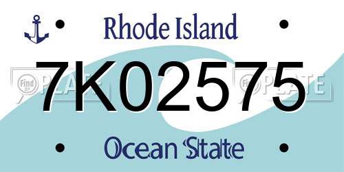 7K02575 Rhode Island License Plate