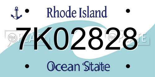 7K02828 Rhode Island License Plate