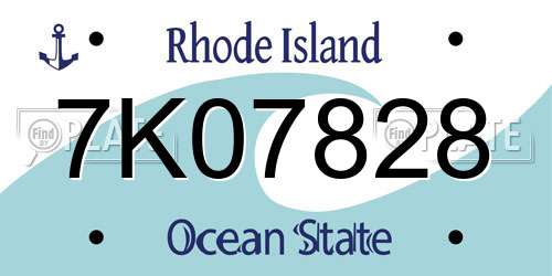 7K07828 Rhode Island License Plate