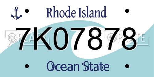 7K07878 Rhode Island License Plate