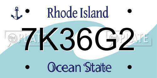 7K36G2 Rhode Island License Plate