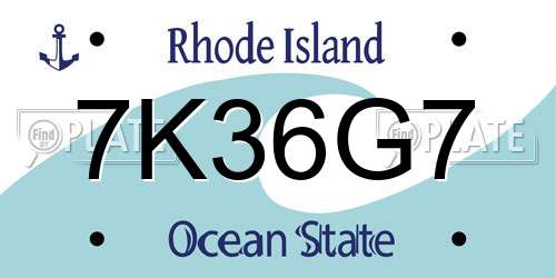 7K36G7 Rhode Island License Plate