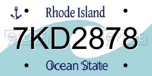 7KD2878 Rhode Island License Plate