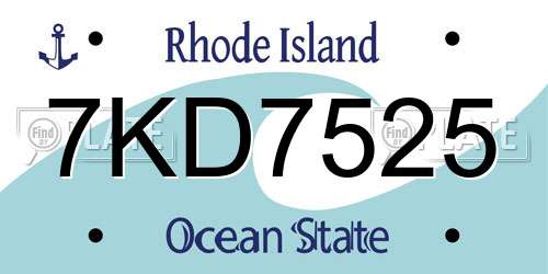 7KD7525 Rhode Island License Plate