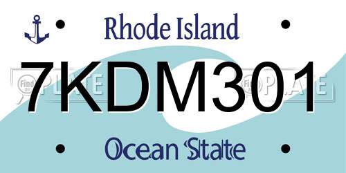 7KDM301 Rhode Island License Plate