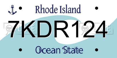 7KDR124 Rhode Island License Plate