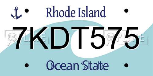 7KDT575 Rhode Island License Plate