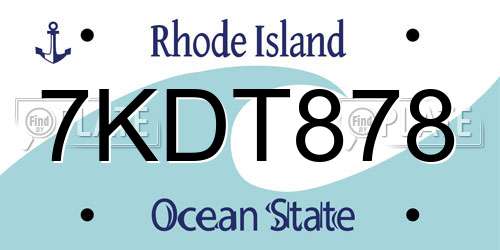 7KDT878 Rhode Island License Plate