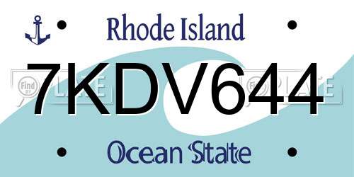 7KDV644 Rhode Island License Plate