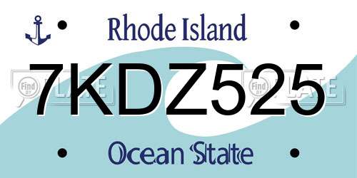 7KDZ525 Rhode Island License Plate