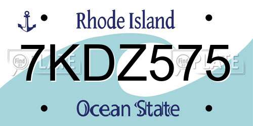 7KDZ575 Rhode Island License Plate