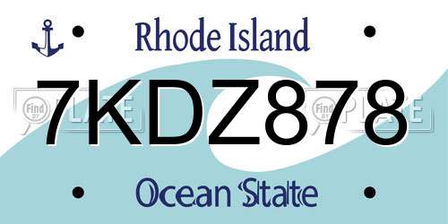 7KDZ878 Rhode Island License Plate