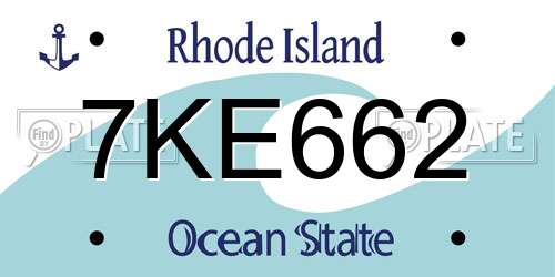 7KE662 Rhode Island License Plate