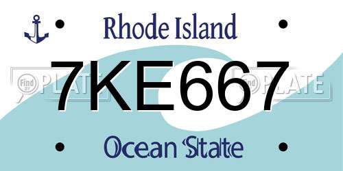 7KE667 Rhode Island License Plate