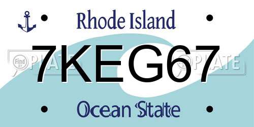 7KEG67 Rhode Island License Plate