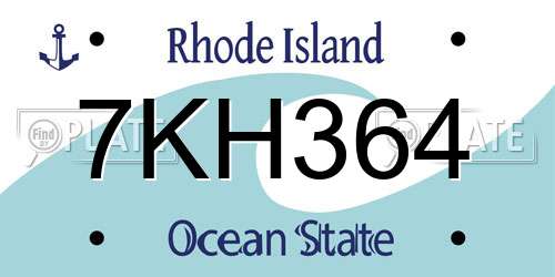 7KH364 Rhode Island License Plate